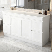 Stefania 1500mm Matte White Freestanding Single Vanity with Stone Countertop
